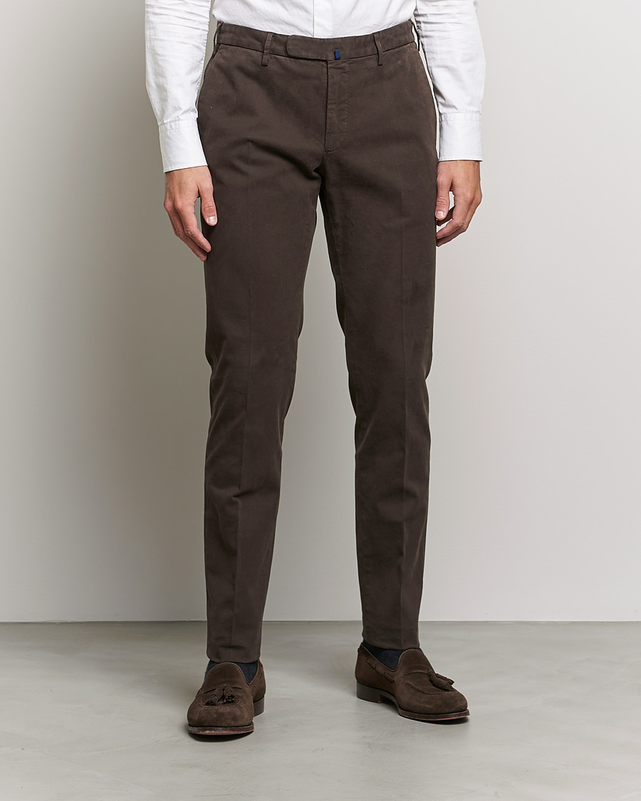 Homme | Pantalons | Incotex | Slim Fit Cotton Stretch Chinos Dark Brown