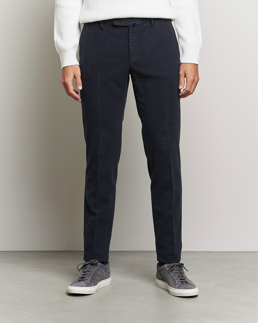 Homme | Pantalons | Incotex | Slim Fit Luxury Moleskine Trousers Navy