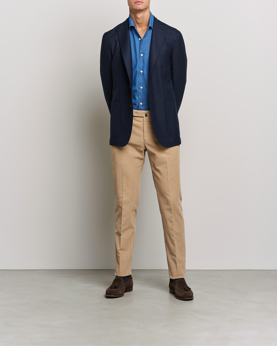 Homme | Pantalons | Incotex | Slim Fit Soft Corduroy Trousers Beige