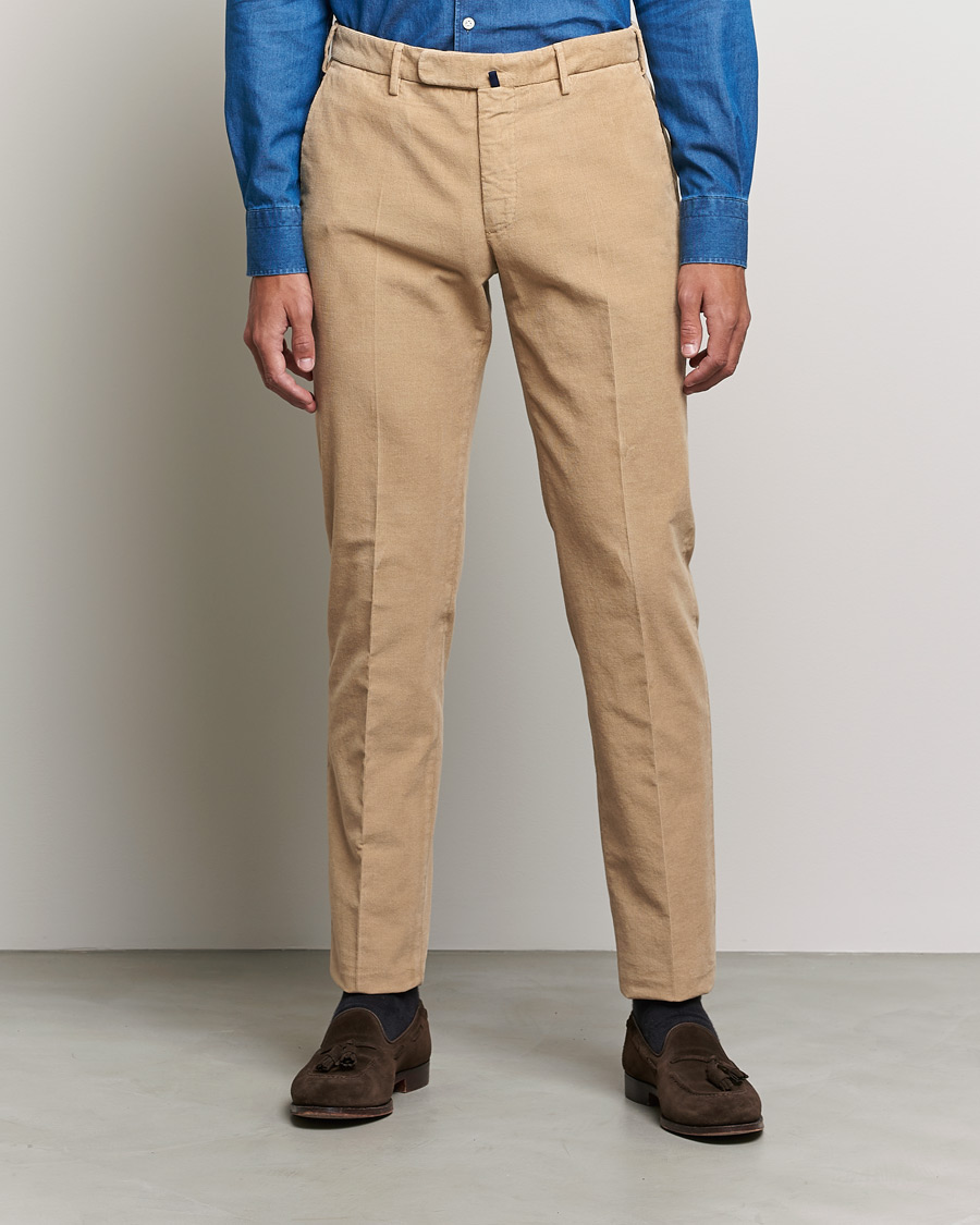 Homme | Pantalons | Incotex | Slim Fit Soft Corduroy Trousers Beige