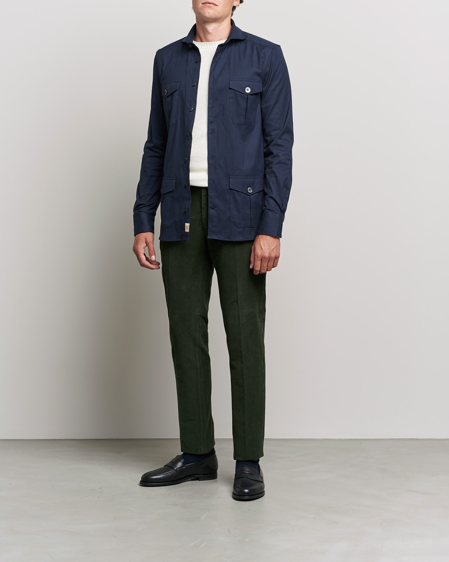 Homme | Pantalons | Incotex | Slim Fit Soft Corduroy Trousers Forest Green