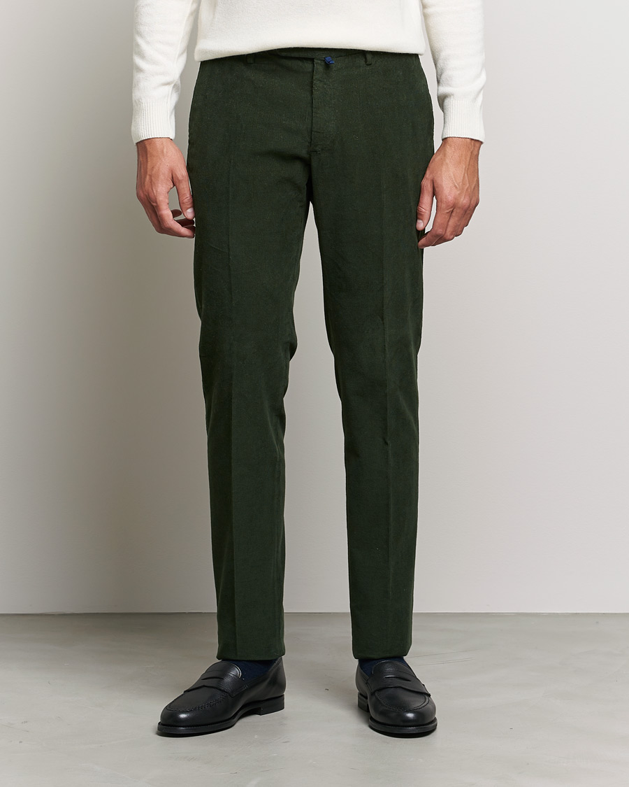 Homme | Pantalons | Incotex | Slim Fit Soft Corduroy Trousers Forest Green