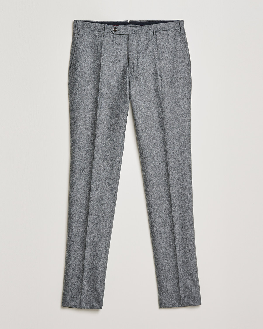 Homme | Pantalons | Incotex | Slim Fit Carded Flannel Trousers Grey Melange