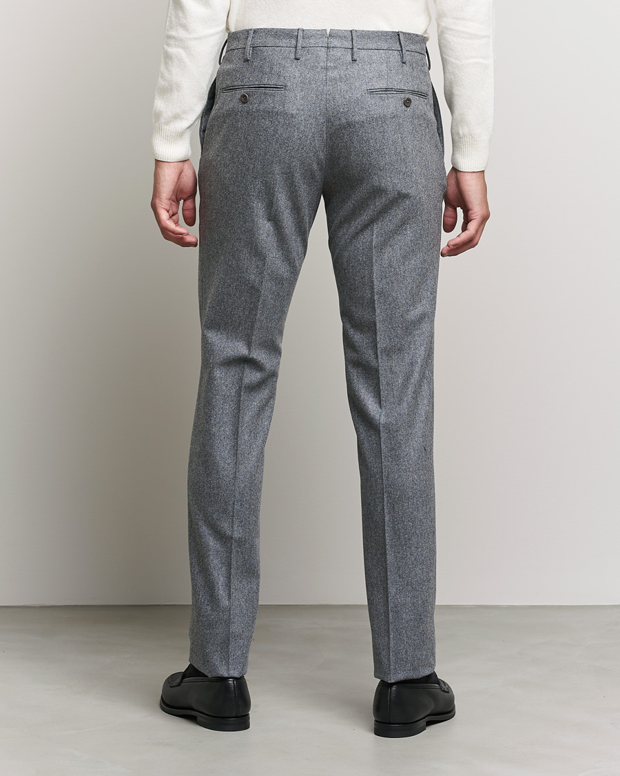 Homme | Pantalons | Incotex | Slim Fit Carded Flannel Trousers Grey Melange