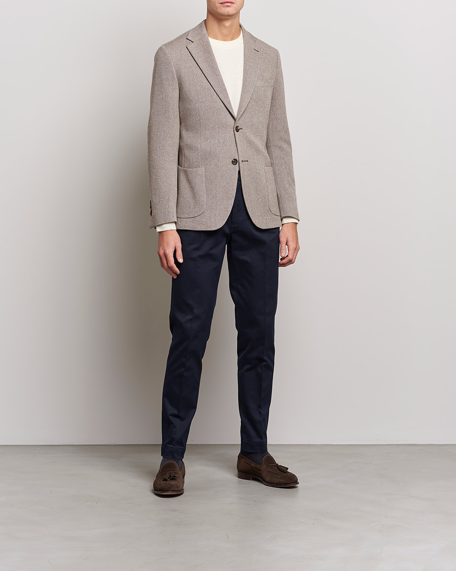 Homme | Pantalons | Incotex | Pleated Cotton Stretch Chinos Navy