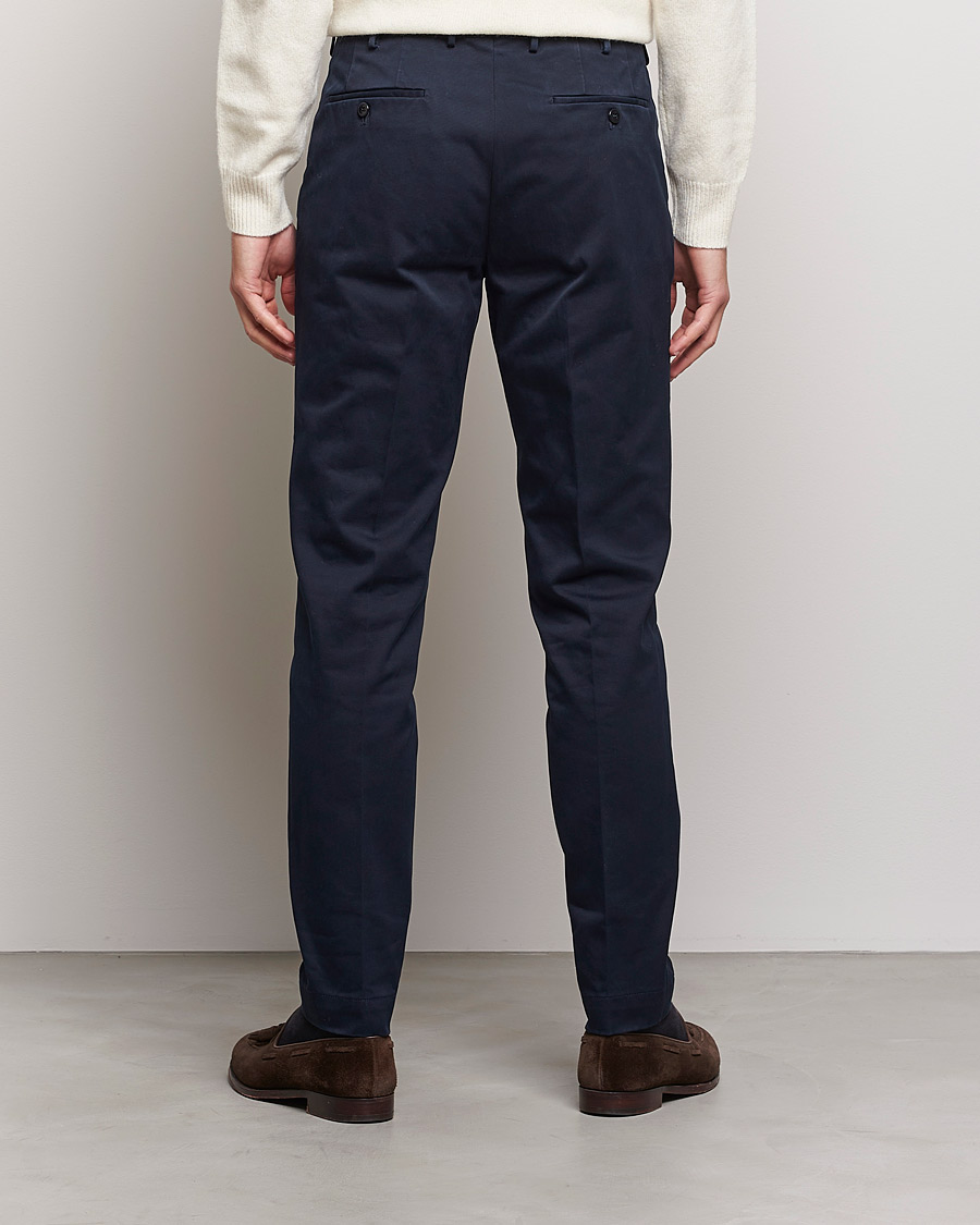 Homme | Pantalons | Incotex | Pleated Cotton Stretch Chinos Navy