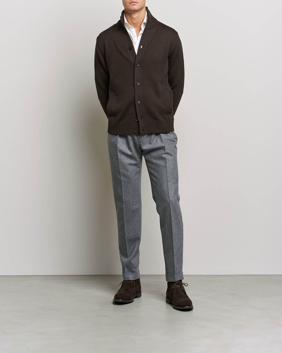 Homme | Pulls Et Tricots | Zanone | Virgin Merino Wool Chioto Cardigan Dark Brown