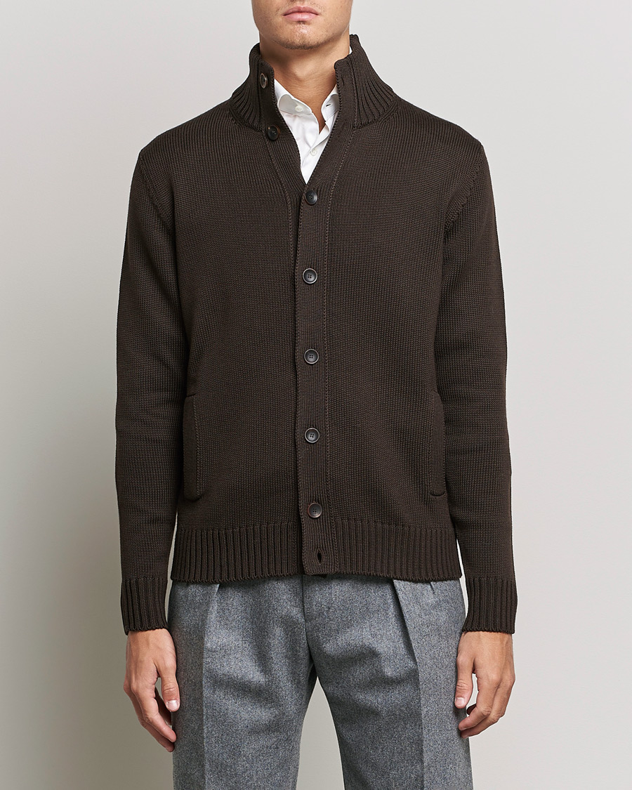 Homme | Pulls Et Tricots | Zanone | Virgin Merino Wool Chioto Cardigan Dark Brown