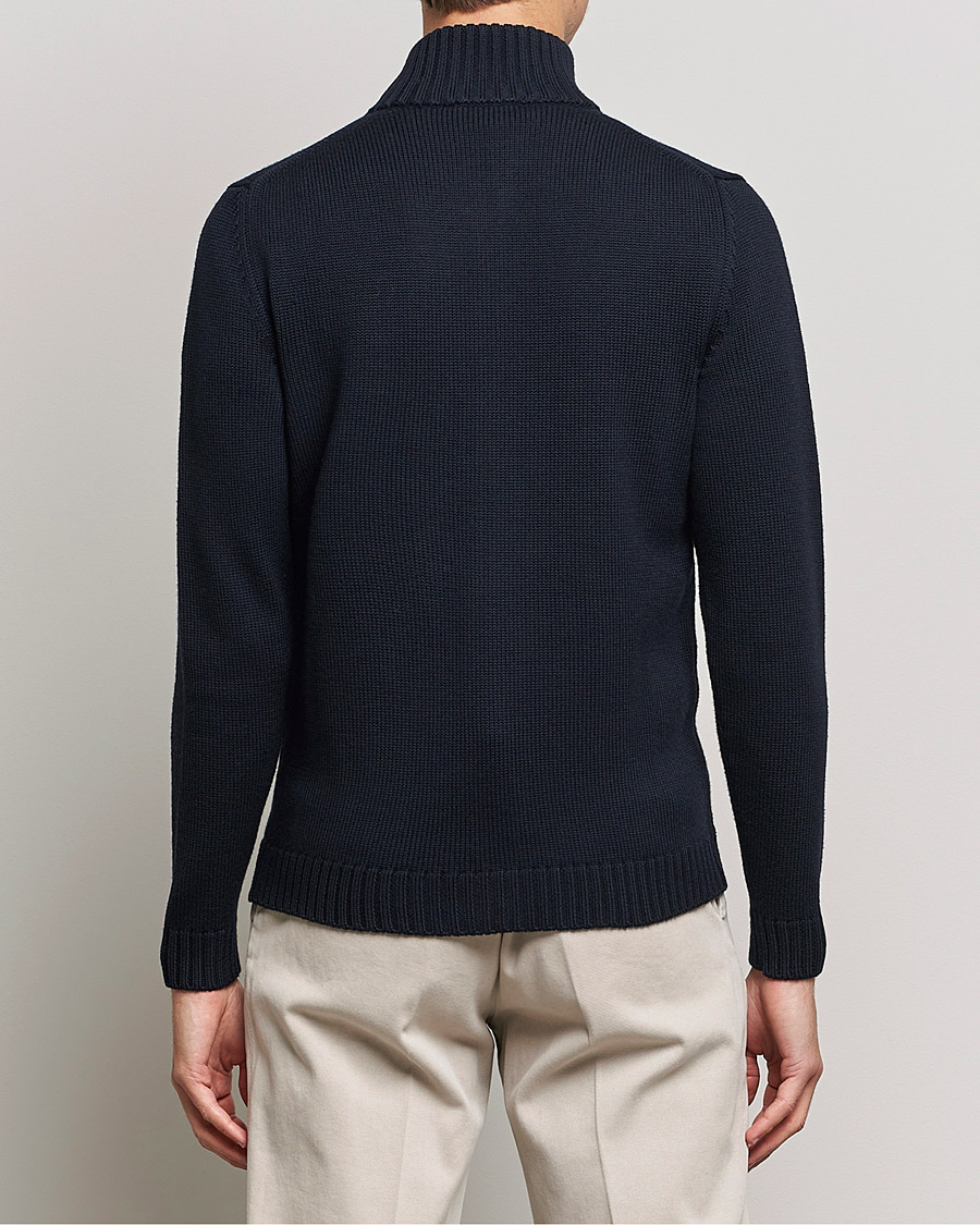 Homme | Pulls Et Tricots | Zanone | Virgin Merino Wool Zip Cardigan Navy