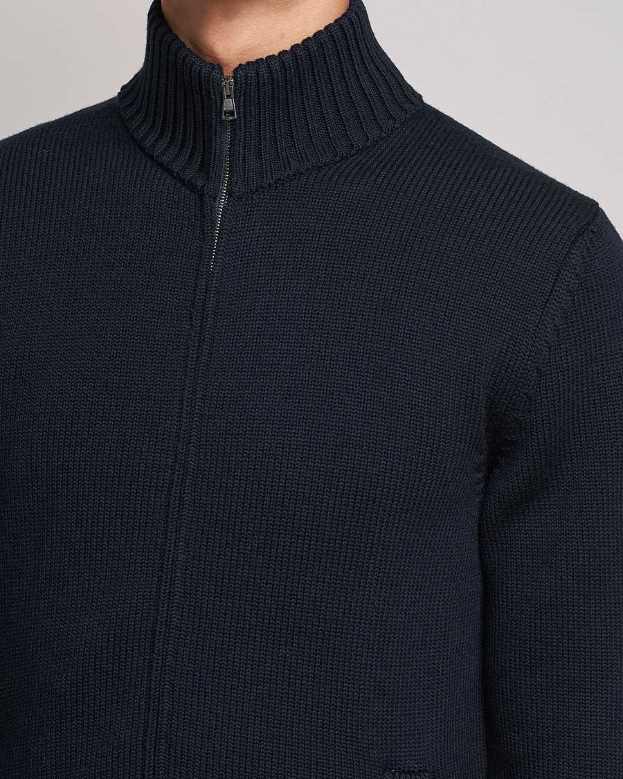 Homme | Pulls Et Tricots | Zanone | Virgin Merino Wool Zip Cardigan Navy