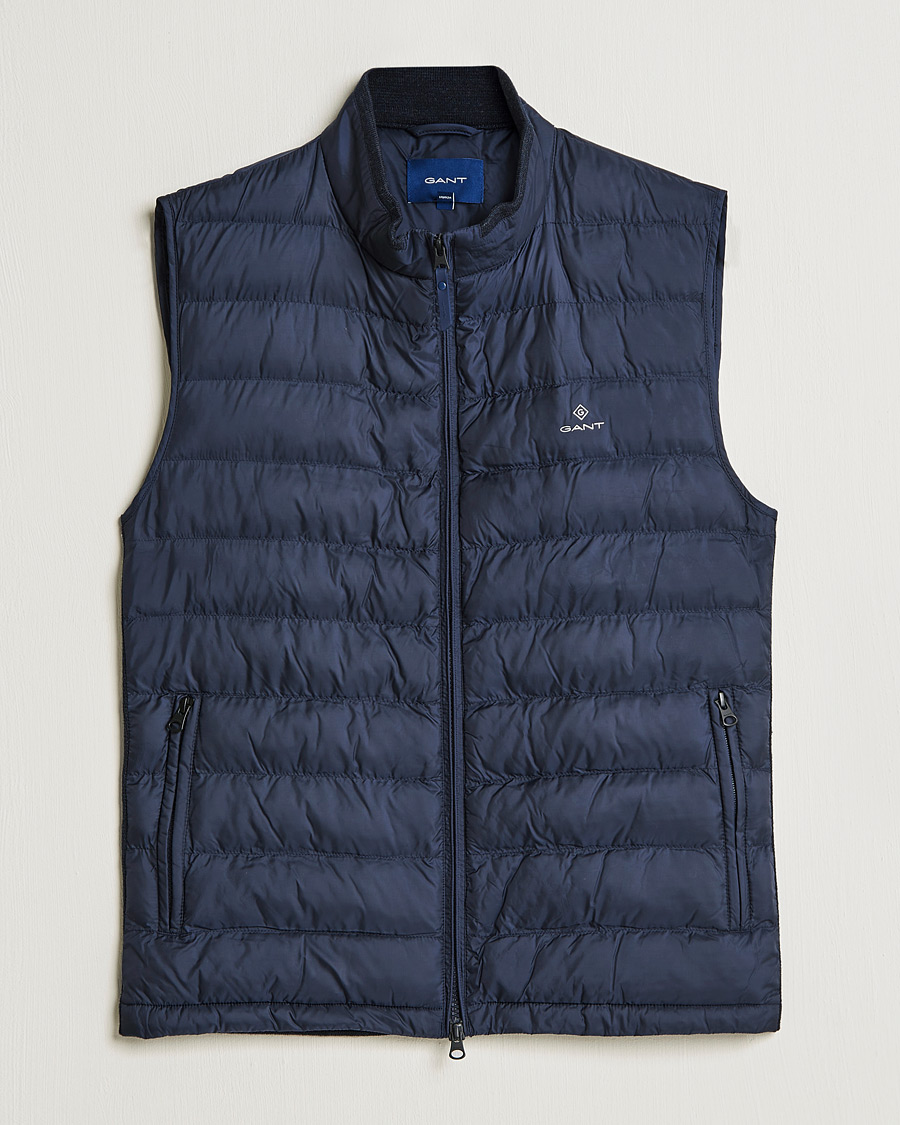 Homme | Manteaux Et Vestes | GANT | Mixed Media Light Padded Gilet Evening Blue