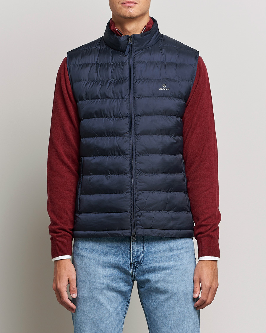 Homme | Manteaux Et Vestes | GANT | Mixed Media Light Padded Gilet Evening Blue