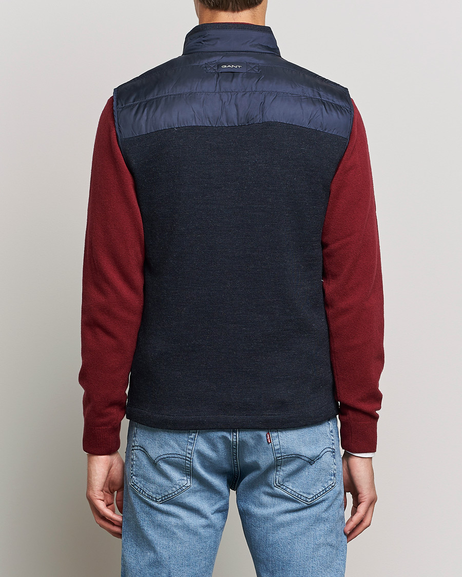 Homme | Manteaux Et Vestes | GANT | Mixed Media Light Padded Gilet Evening Blue