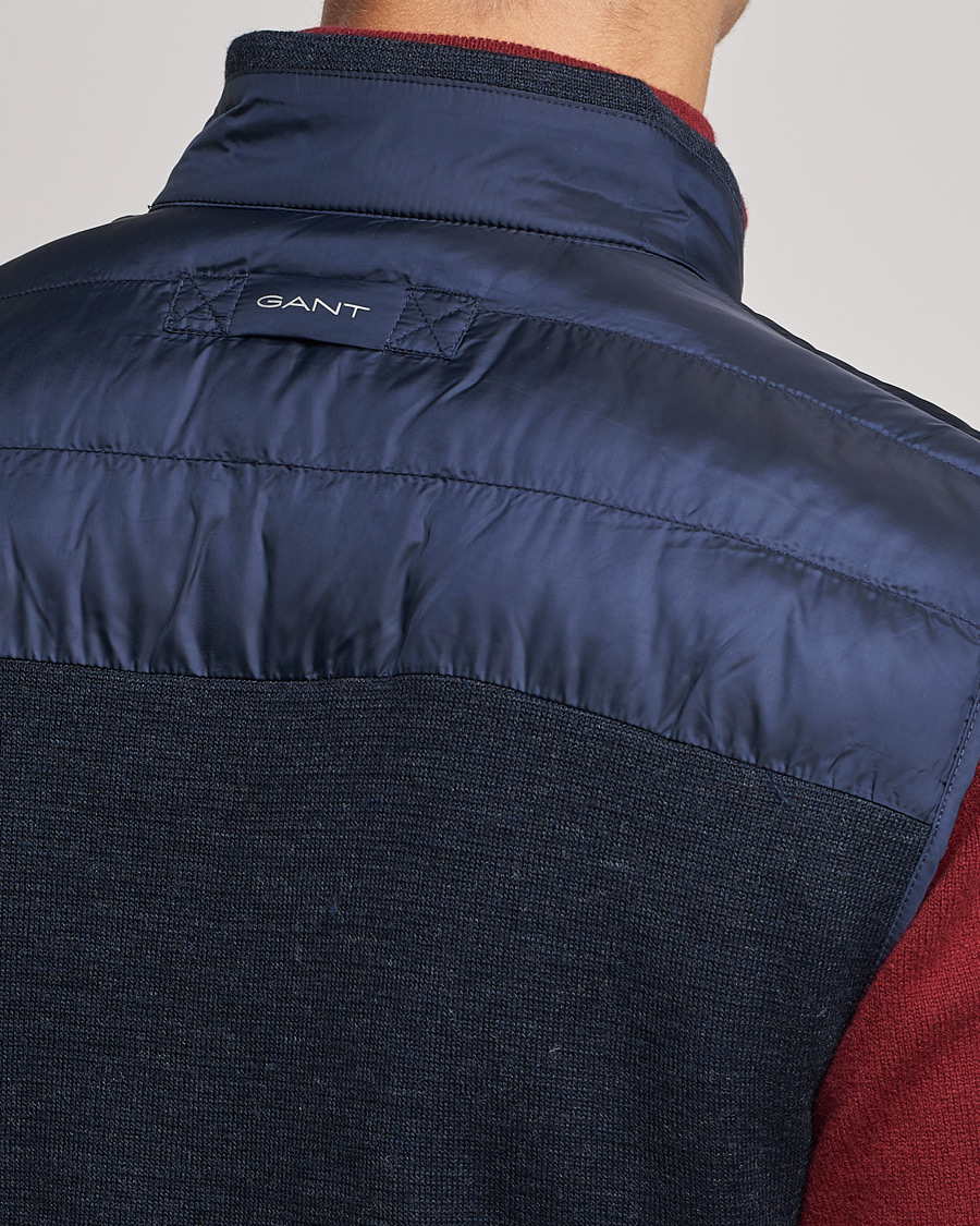 Homme | Manteaux Et Vestes | GANT | Mixed Media Light Padded Gilet Evening Blue