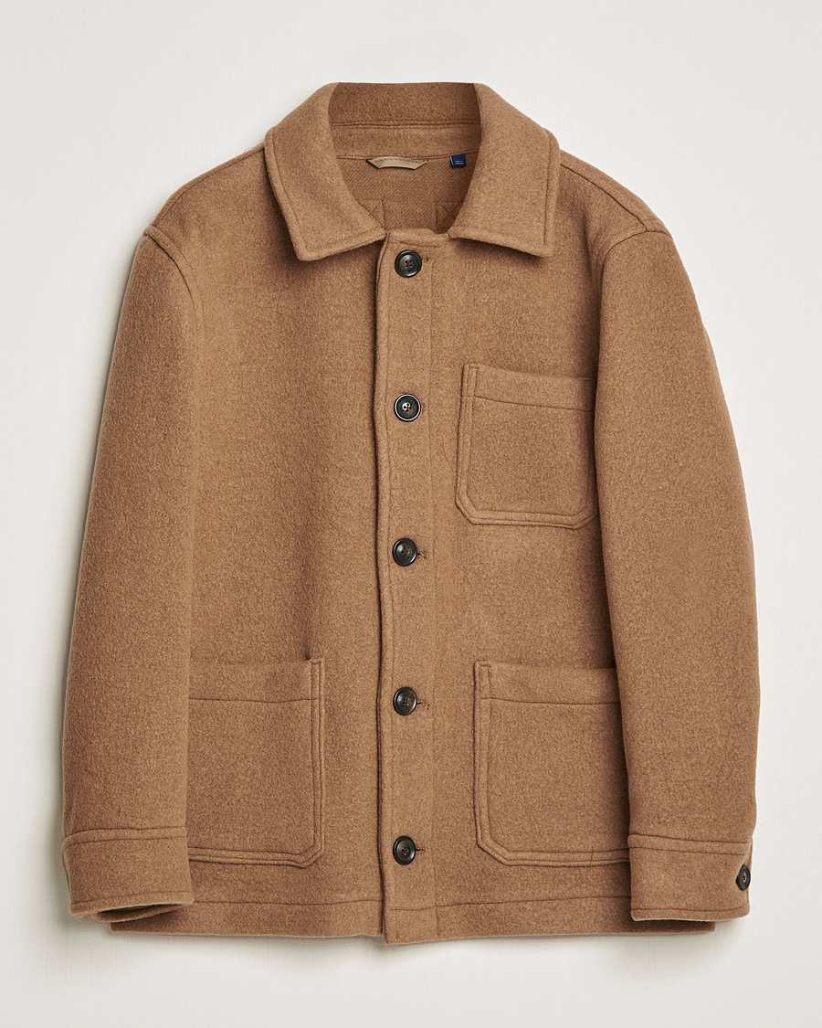 Homme | Manteaux Et Vestes | GANT | Short Wool Patch Pocket Jacket Warm Khaki