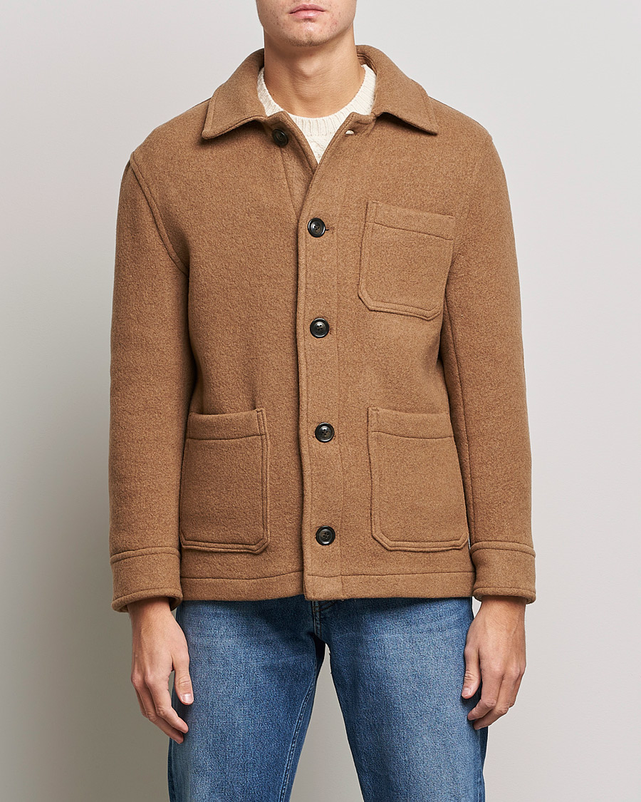 Homme | Manteaux Et Vestes | GANT | Short Wool Patch Pocket Jacket Warm Khaki
