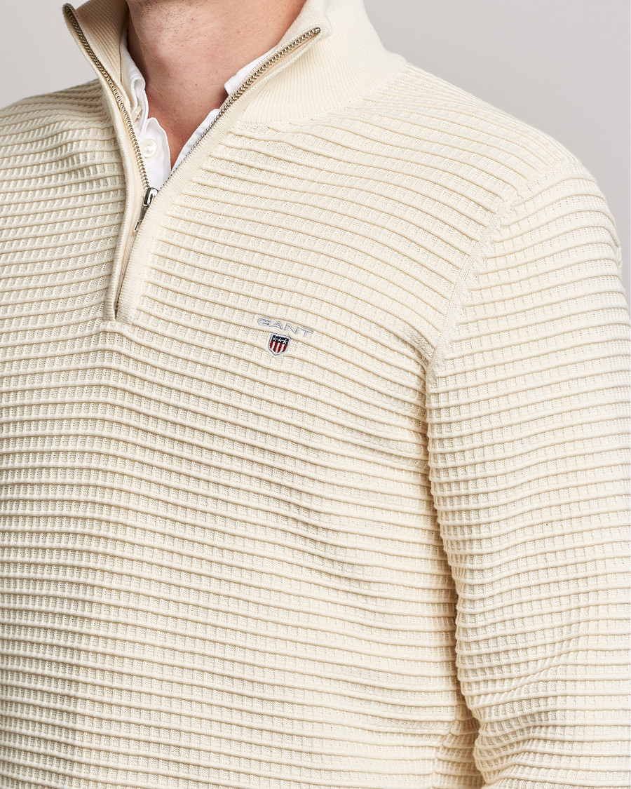 Homme | Pulls Et Tricots | GANT | Cotton Texture Half Zip Cream