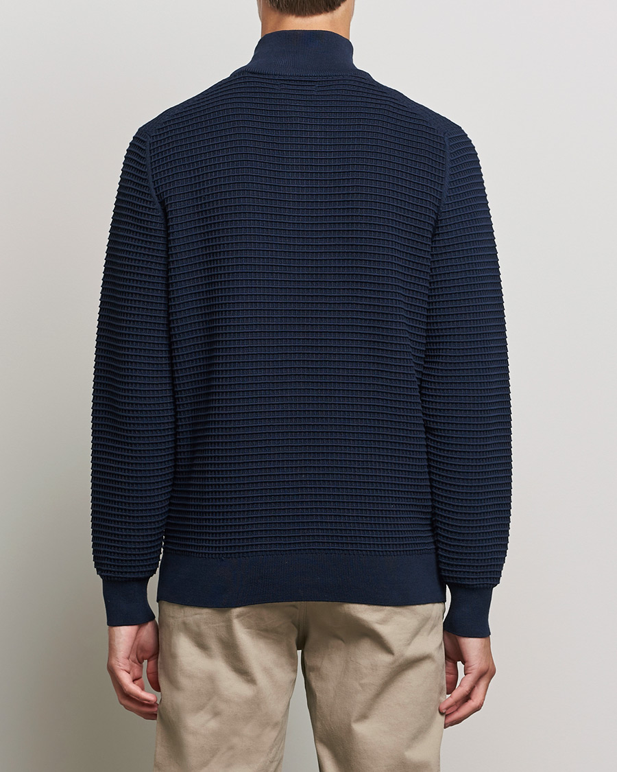 Homme | Pulls Et Tricots | GANT | Cotton Texture Half Zip Evening Blue