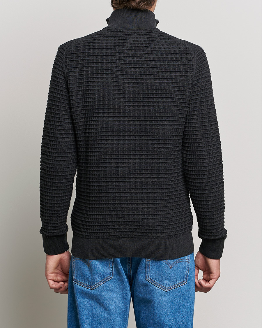 Homme | Pulls Et Tricots | GANT | Cotton Texture Full Zip Dark Charcoal Melange
