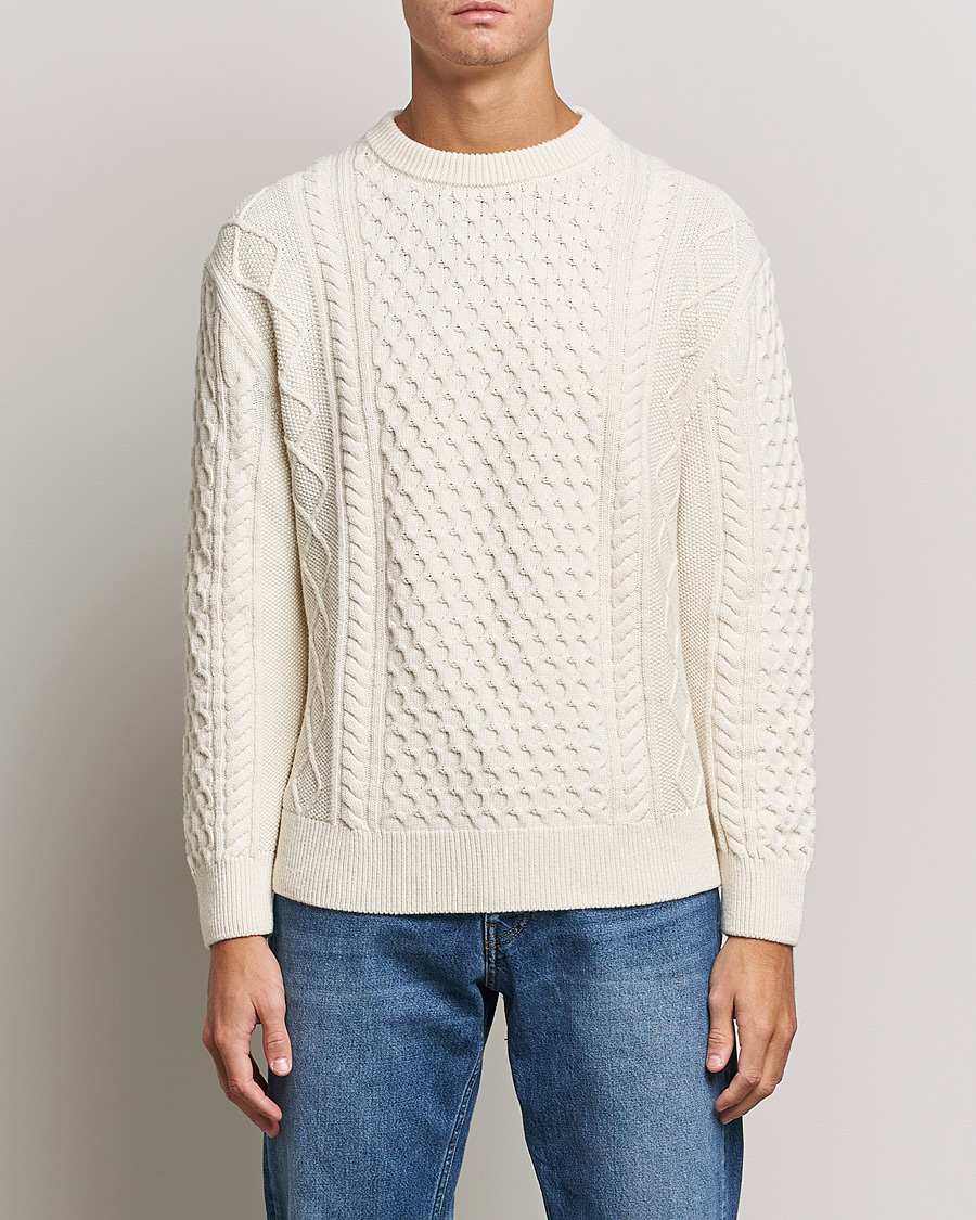 Homme | Pulls Et Tricots | GANT | Aran Structured Knitted Sweater Cream
