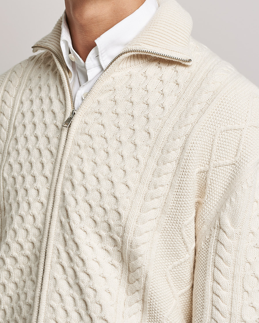 Homme | Pulls Et Tricots | GANT | Aran Structured Full Zip Cream