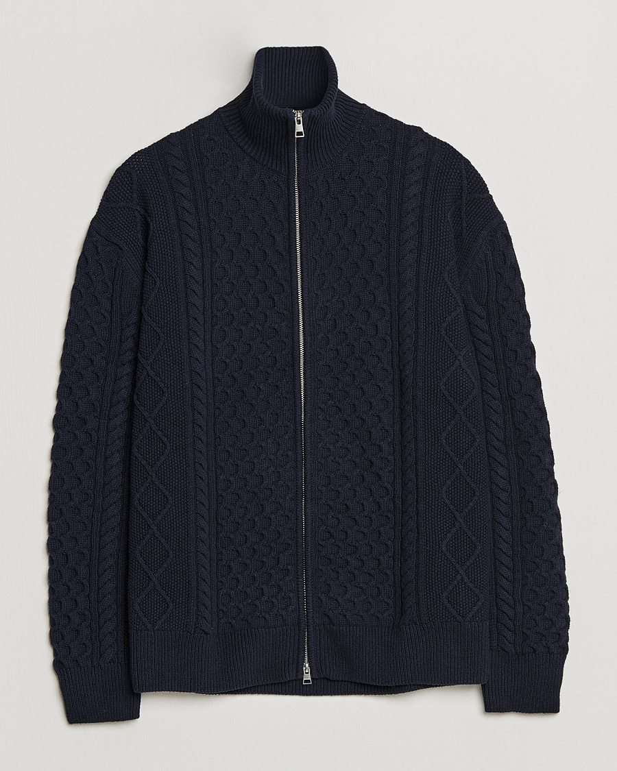 Homme | Pulls Et Tricots | GANT | Aran Structured Full Zip Evening Blue