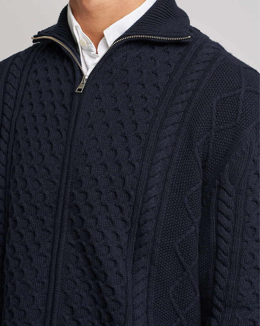 Homme | Pulls Et Tricots | GANT | Aran Structured Full Zip Evening Blue