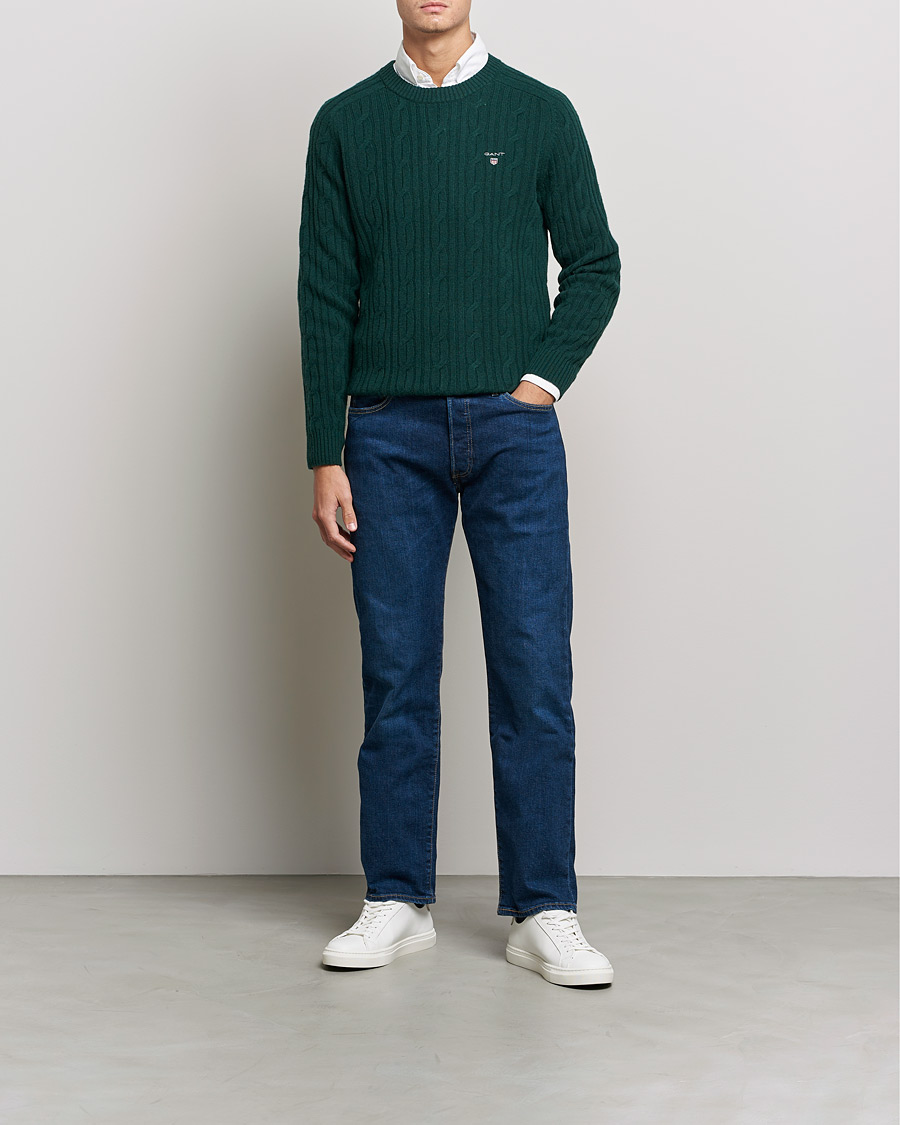 Homme | Pulls Et Tricots | GANT | Lambswool Cable Crew Neck Pullover Tartan Green