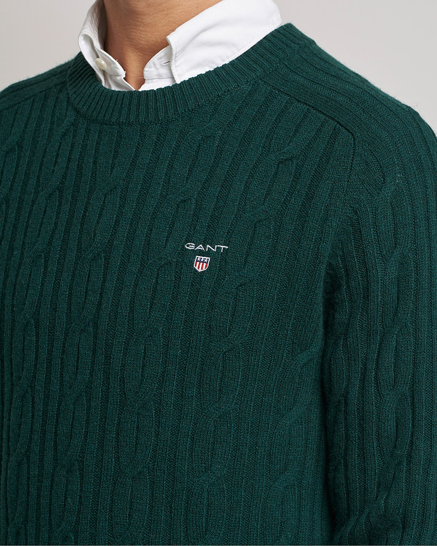 Homme | Pulls Et Tricots | GANT | Lambswool Cable Crew Neck Pullover Tartan Green