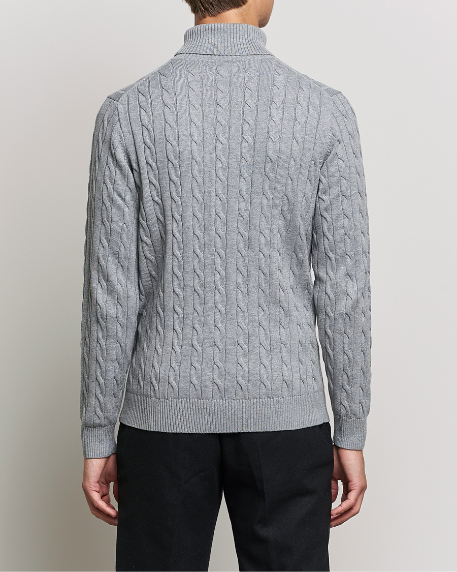 Homme | Pulls Et Tricots | GANT | Cotton Cable Turtleneck Grey Melange