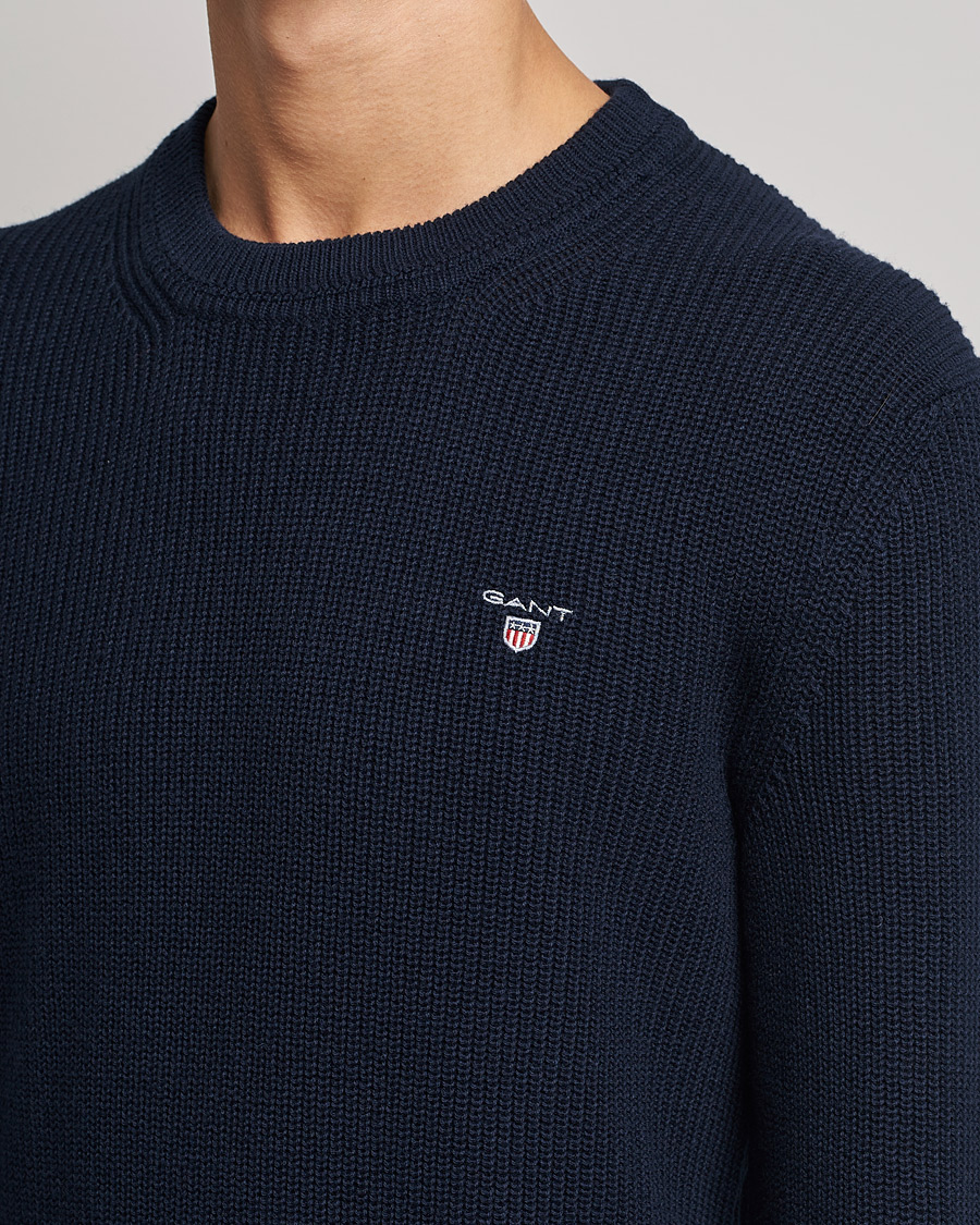 Homme | Pulls Et Tricots | GANT | Cotton/Wool Ribbed Sweater Evening Blue