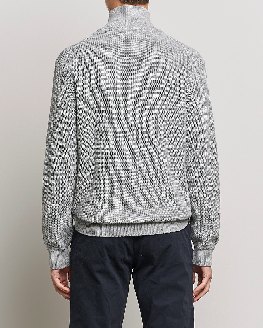 Homme | Pulls Et Tricots | GANT | Cotton/Wool Ribbed Half Zip Sweater Grey Melange