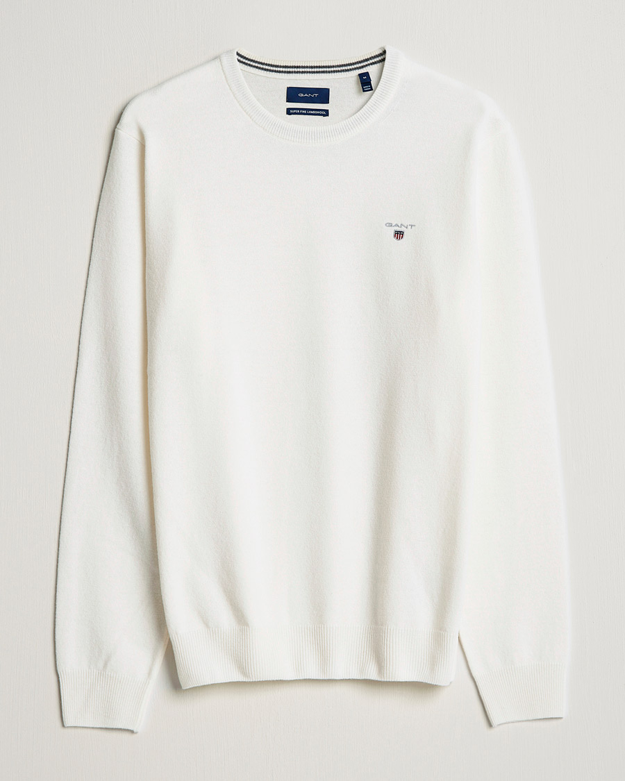 Homme | Pulls Et Tricots | GANT | Lambswool Crew Neck Pullover Cream
