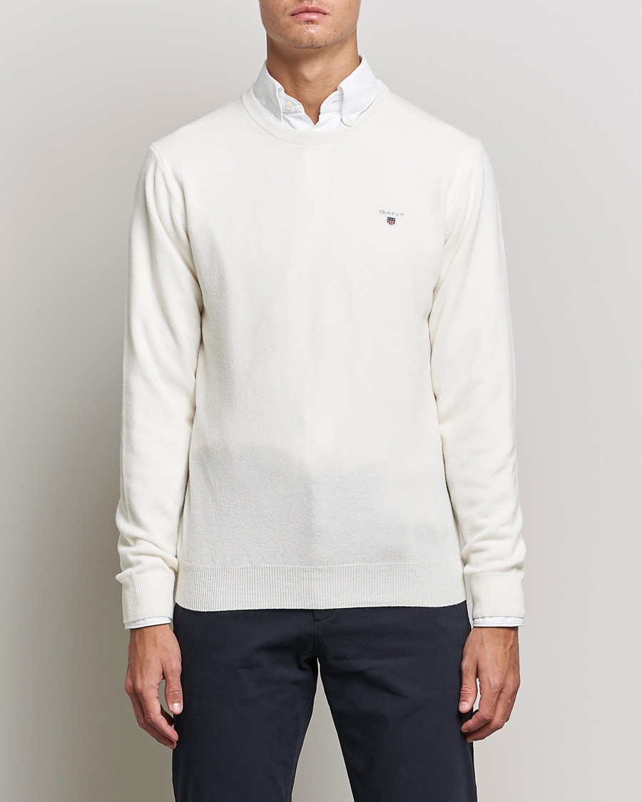 Homme | Pulls Et Tricots | GANT | Lambswool Crew Neck Pullover Cream