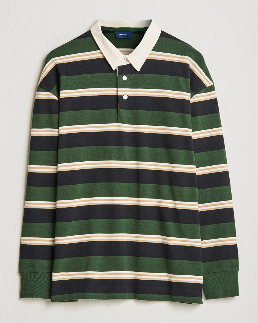 Homme | Pulls Et Tricots | GANT | Archive Striped Heavy Rugger Storm Green