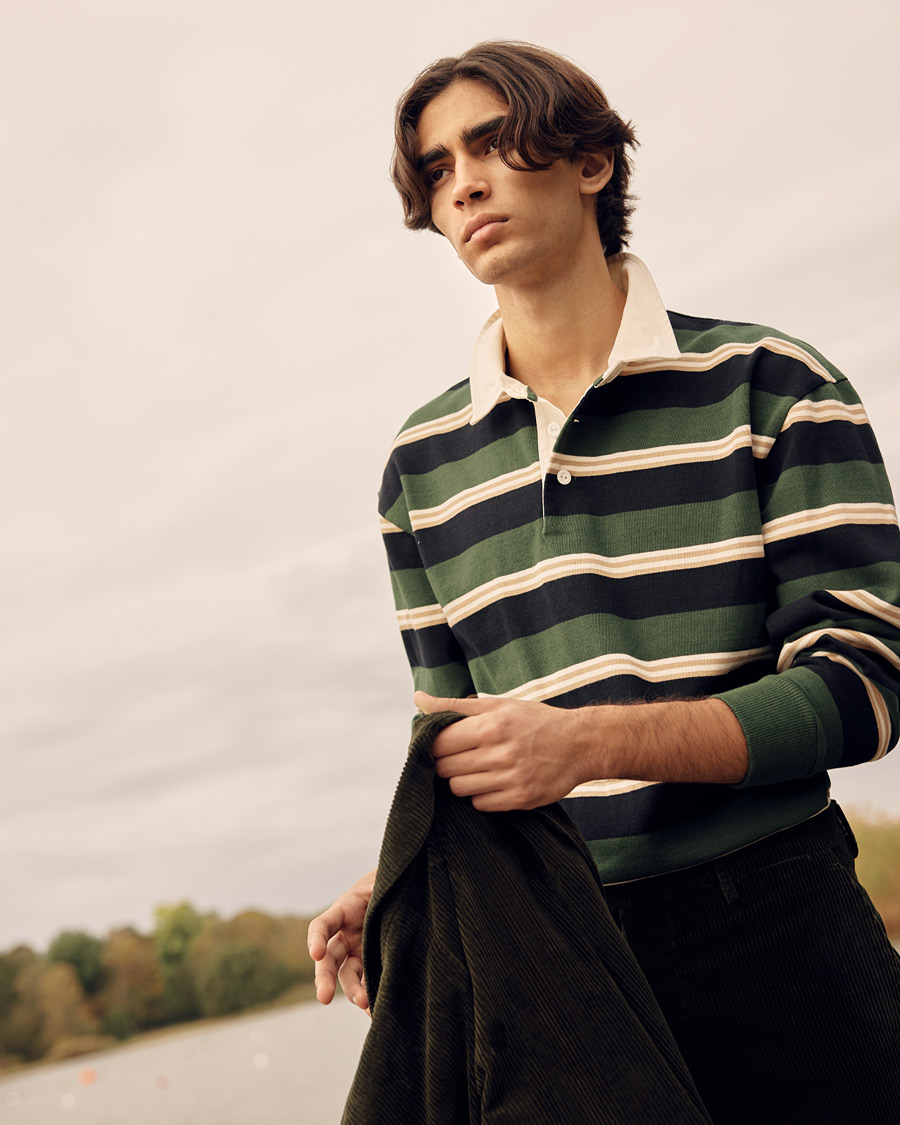 Homme | Pulls Et Tricots | GANT | Archive Striped Heavy Rugger Storm Green