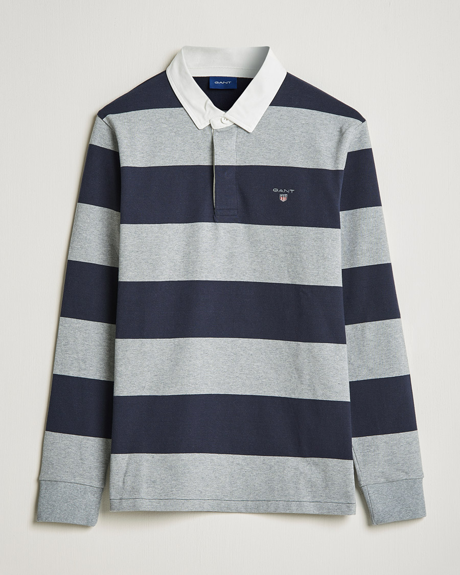 Homme | Pulls Et Tricots | GANT | Barstriped Heavy Rugger Grey Melange