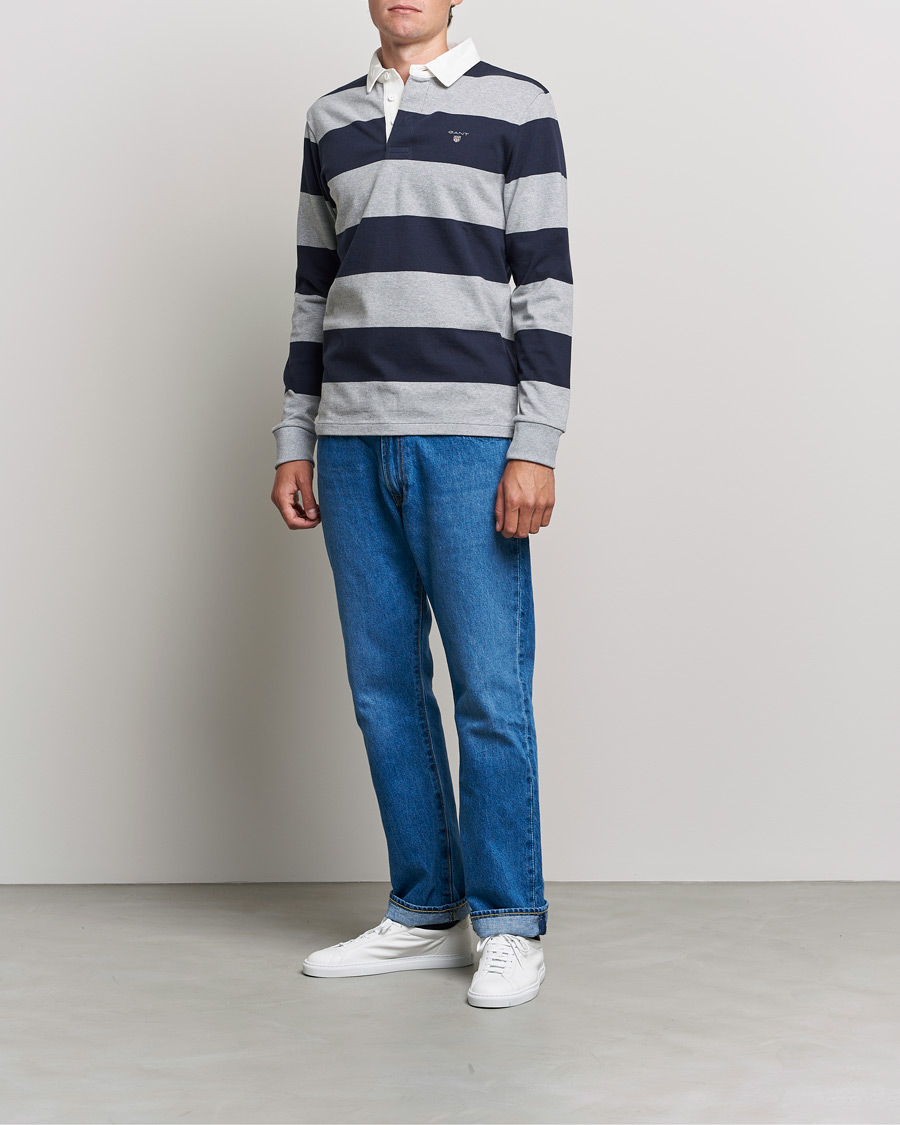 Homme | Pulls Et Tricots | GANT | Barstriped Heavy Rugger Grey Melange
