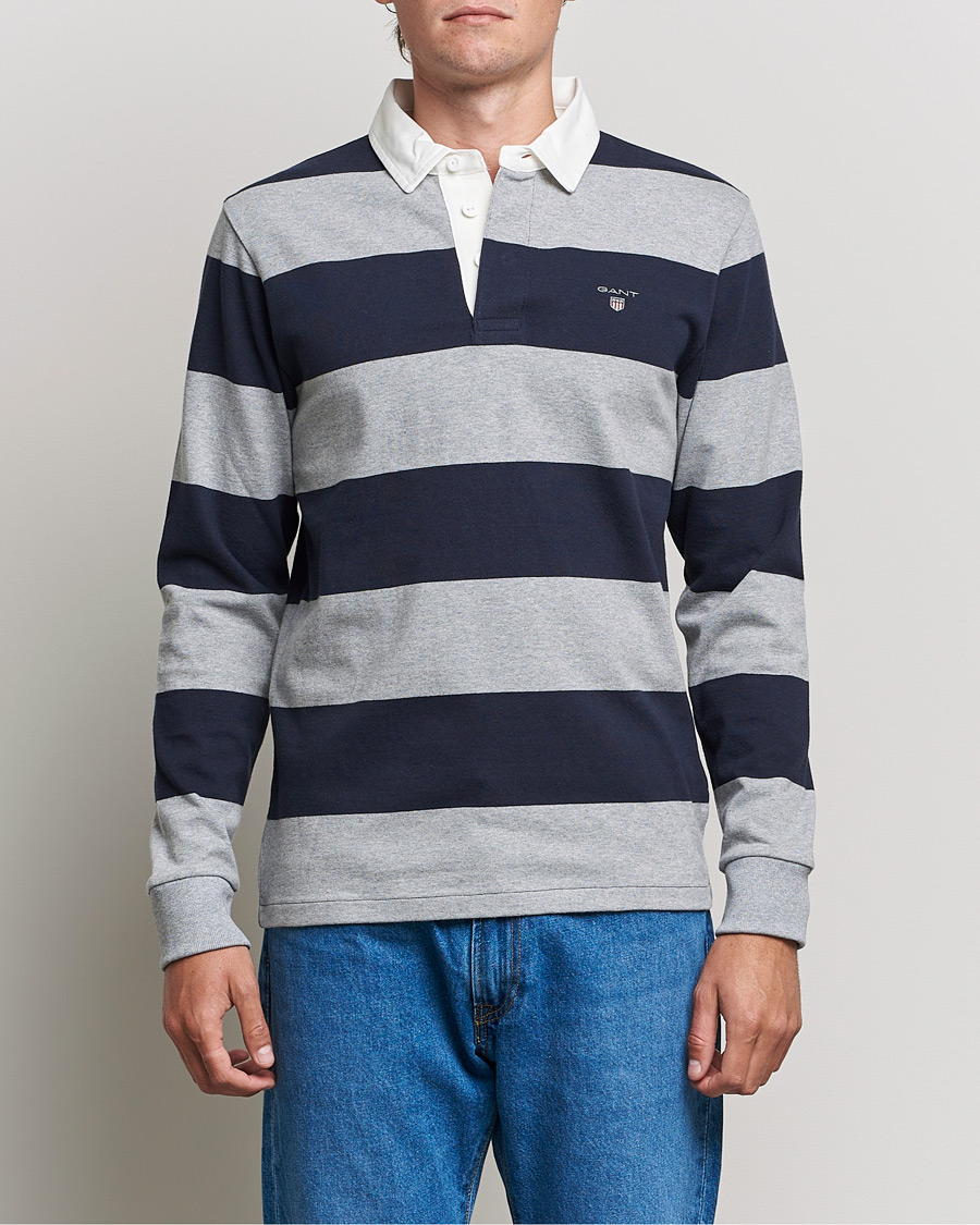 Homme | Pulls Et Tricots | GANT | Barstriped Heavy Rugger Grey Melange