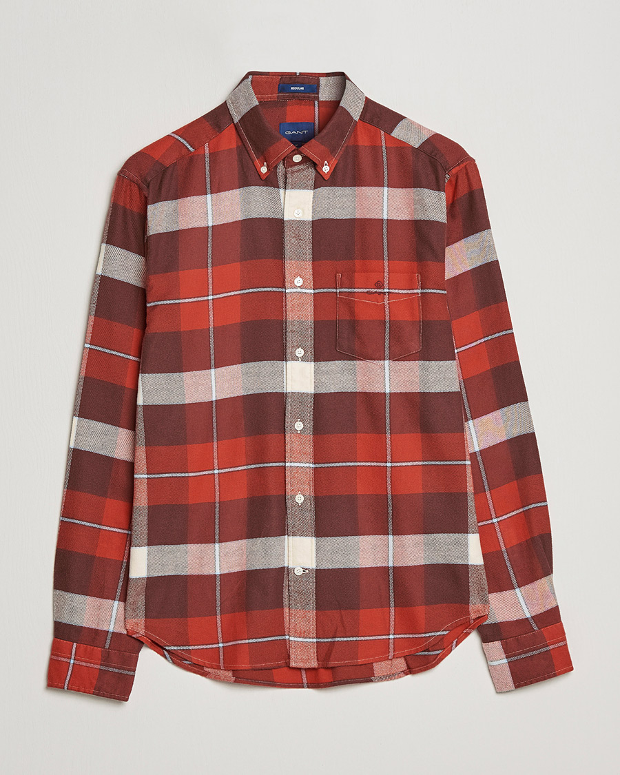 Homme | Chemises | GANT | Regular Fit Flannel Block Checked Shirt Spice Red