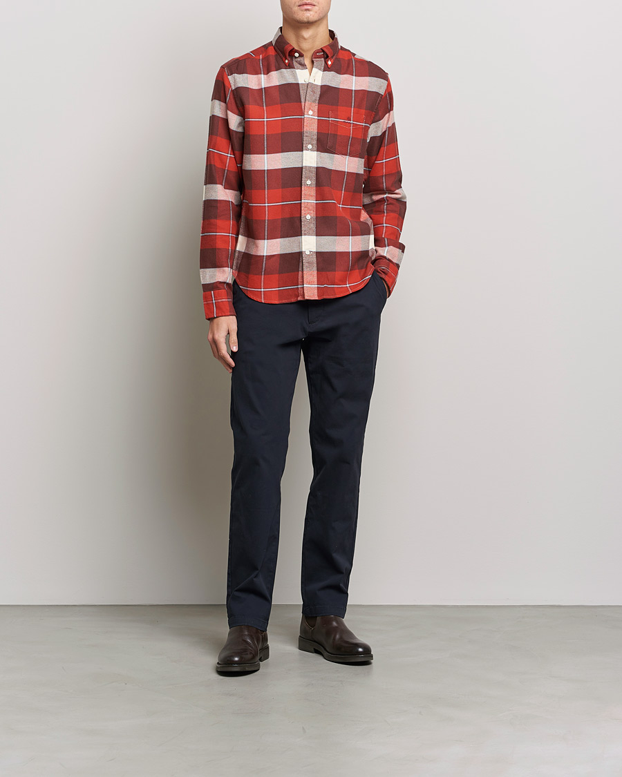 Homme | Chemises | GANT | Regular Fit Flannel Block Checked Shirt Spice Red