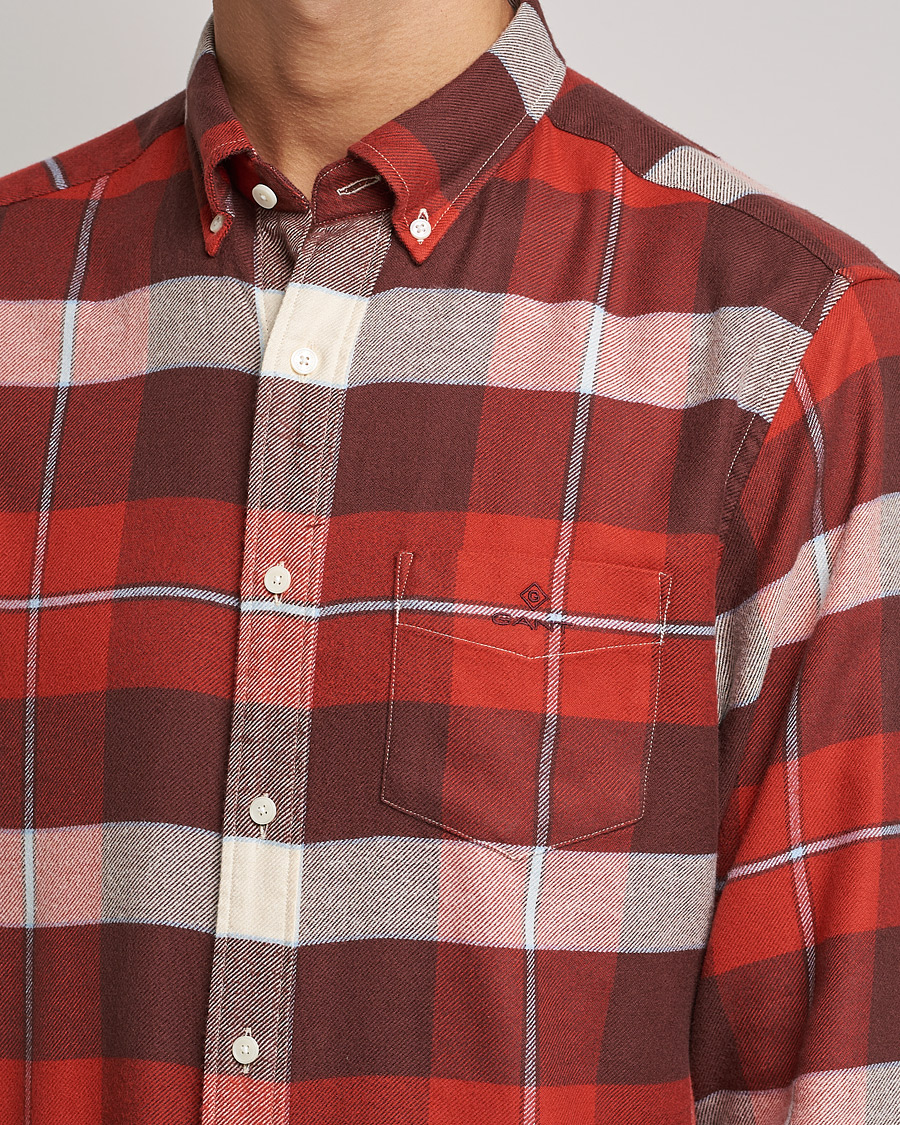 Homme | Chemises | GANT | Regular Fit Flannel Block Checked Shirt Spice Red