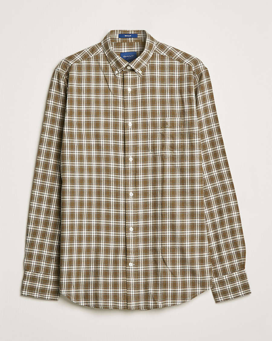 Homme | Chemises | GANT | Regular Fit Flannel Checked Shirt Army Green