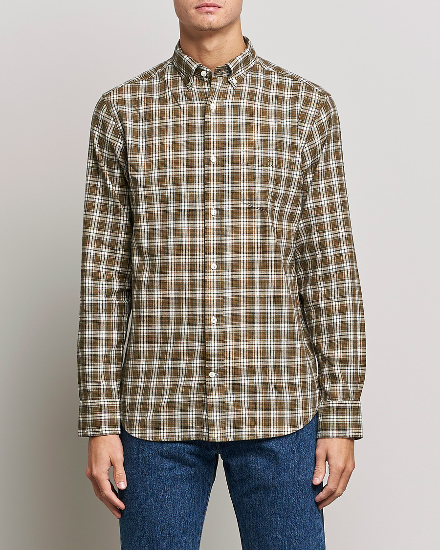 Homme | Chemises | GANT | Regular Fit Flannel Checked Shirt Army Green