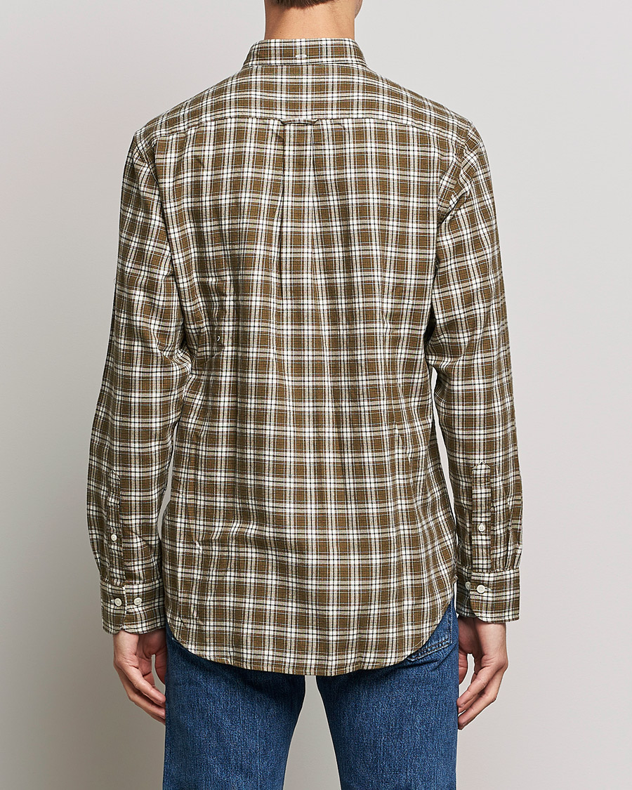 Homme | Chemises | GANT | Regular Fit Flannel Checked Shirt Army Green