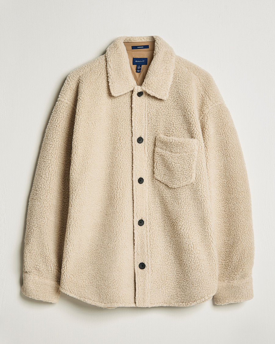 Homme | Chemises | GANT | Sherpa Fleece Overshirt Putty