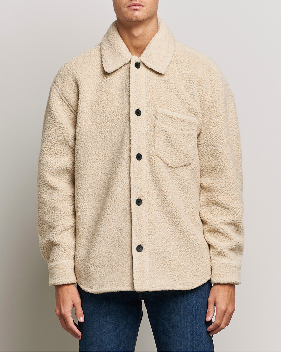Homme | Chemises | GANT | Sherpa Fleece Overshirt Putty