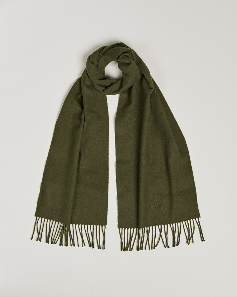 Homme | GANT Solid Wool Scarf Hunter Green | GANT | Solid Wool Scarf Hunter Green