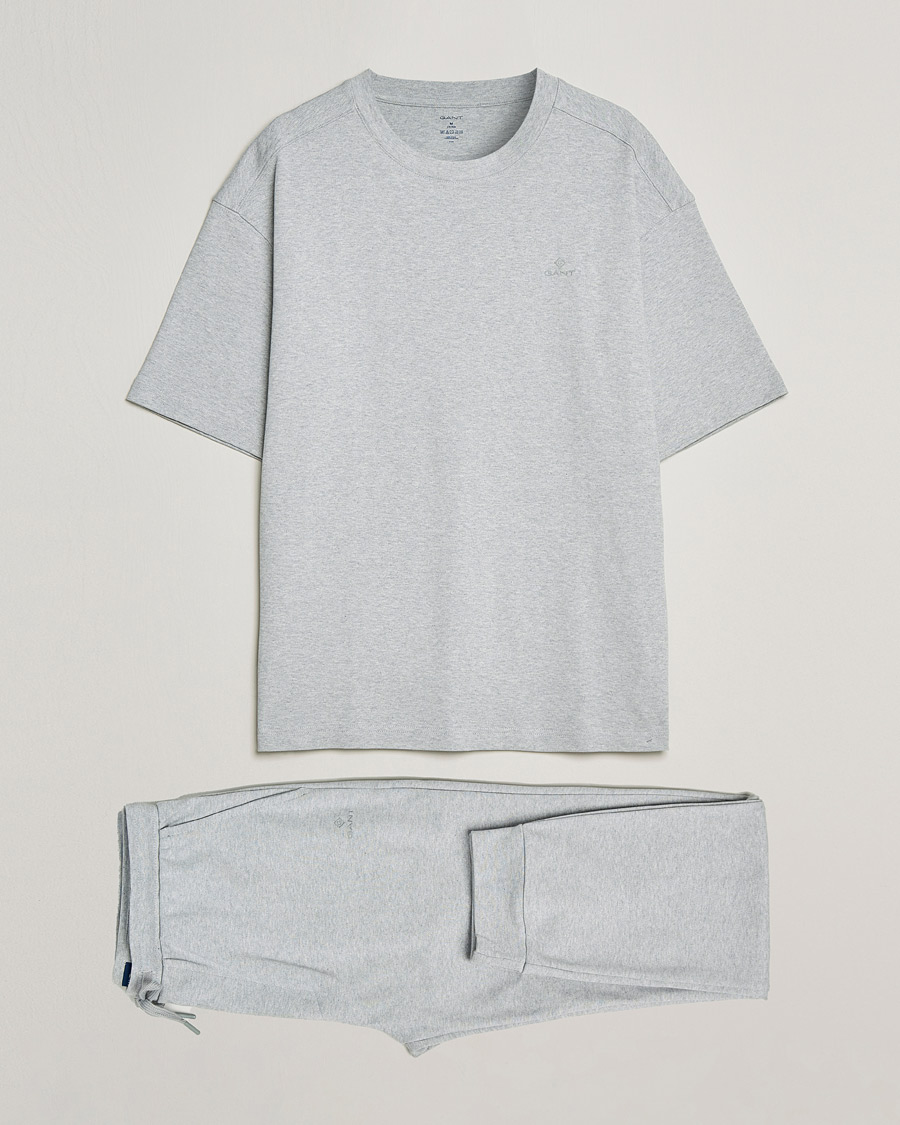 Homme | Peignoirs Et Pyjamas | GANT | Premium Loungewear Set Light Grey Melange