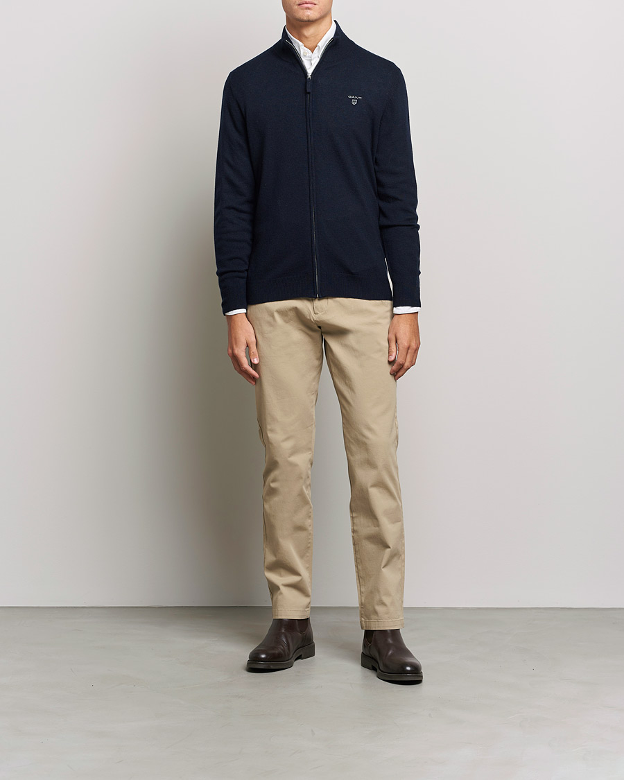 Homme | Pulls Et Tricots | GANT | Lambswool Full Zip Marine